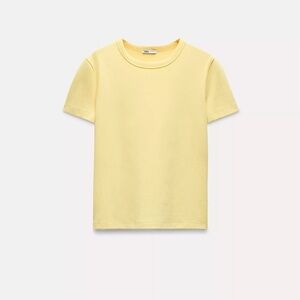 Zara Interlock short sleeve T-shirt in light yellow